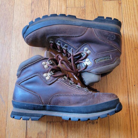 Timberland 9 Brown Leather EURO Hiking Work‎ Boots Waterproof - Picture 2 of 8